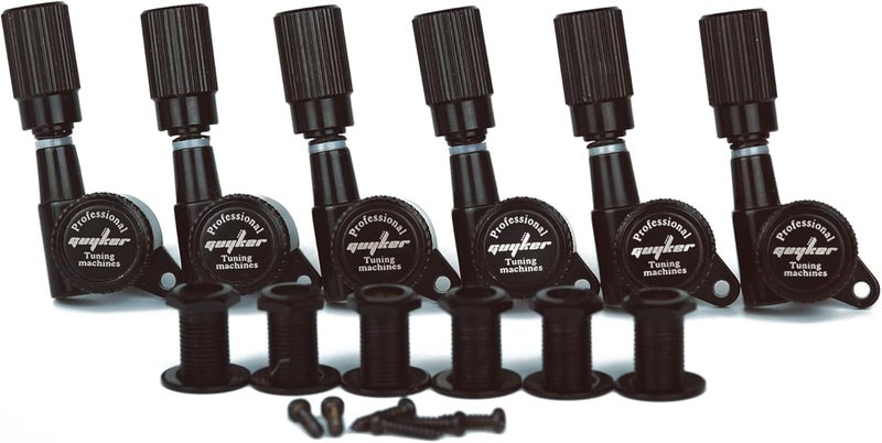 guyker Guitar Locking Tuners (6 for Right) - 1:18 Pro Lock String Tuning Key Pegs Machine Head Set Replacement for ST TL SG LP Style Folk Classical Acoustic Electric Guitar (GK11SP, Black) - Image 1